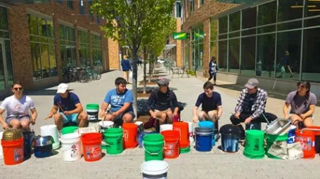 CRASH, Ethan’s college improvisational percussion group, performing outdoors