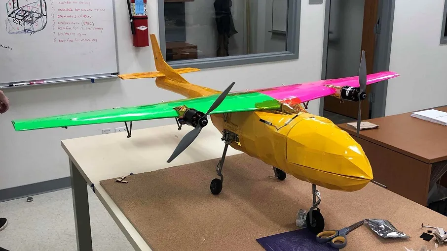 The Design Build Fly team aircraft before a test flight