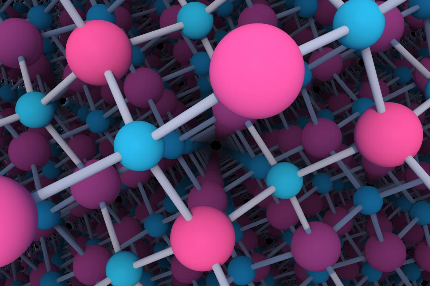 Cubic boron arsenide with blue boron atoms and pink arsenic atoms