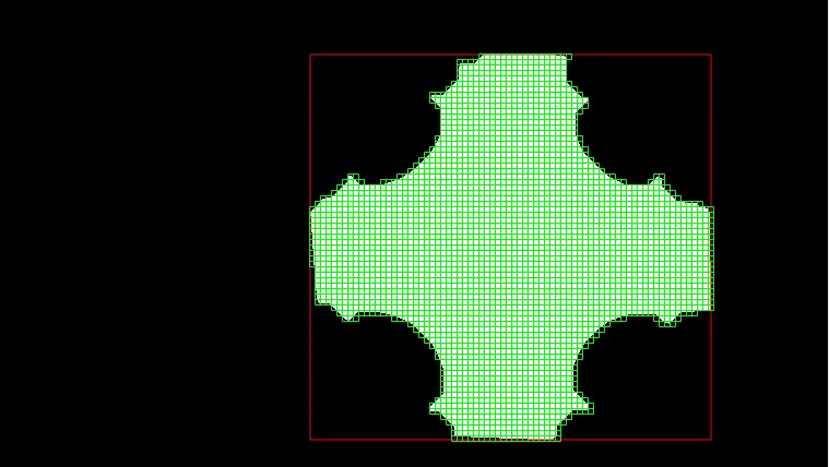 An image-processing mask used to locate pins holding a tissue sample