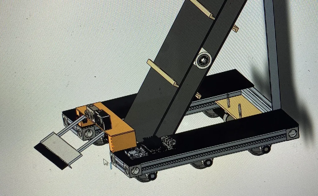 CAD model of the autonomous trash-collecting robot